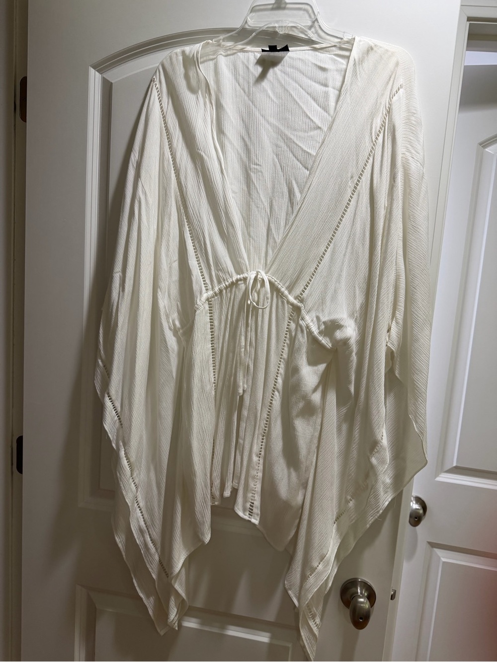 Topshop Cream Tie-Front Sheer Swim Coverup